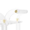 Acrylic trolley-Round trays and convex lids with gold handles.