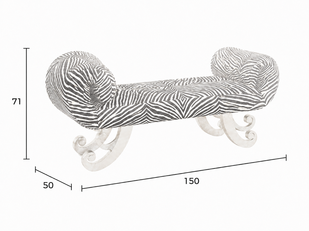 Bench Whimiscal Sleigh Bench Black &White Zebra
