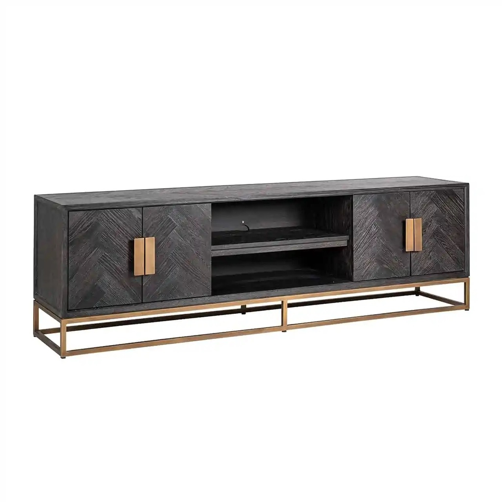 Tv Unit Blackbone Brass 4-Doors
