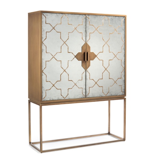 [201003099]  Roma Cabinet (Clear/Gold,30x40xH100, Brass/Glass)