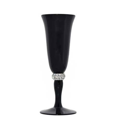 [101002069] Black Flute Glass Diva Noir W/Swarovski Crystals (Clear, 8x10H CM, Glass)