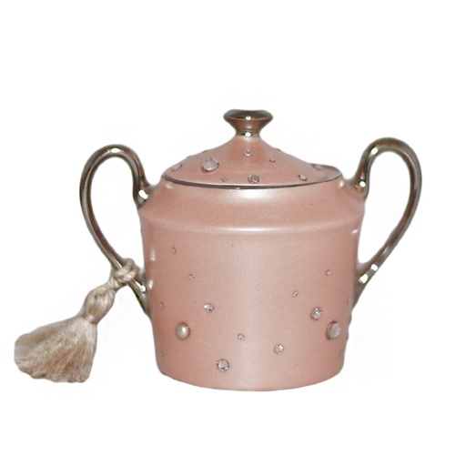 [102010017] Empire Sugar Pot Glamour Swarovski Crys&Pearls (Gold/Grey/Crystal,15x20 11x15x8 8x13 cm, Ceramic)