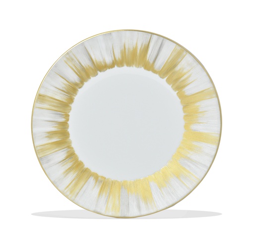 [1010011180] Presentation Plate Jersey (White/Gold,DIA 35CM, Porcelain)