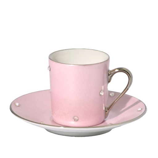 [102003058] S/6 Turkish Coffee Cup&Saucer Cristal Swar+Platinum (Ivory,)