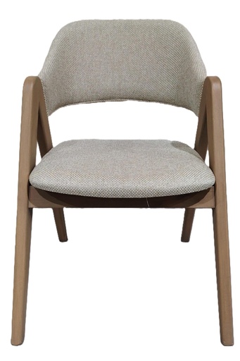 [206001105] Dining Chair With Wooden Legs (Ivory/Gold,20 CM, Metal/Plastic)