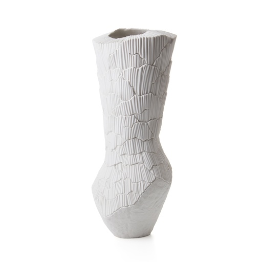 [1070022625] Mistral, Anemos Porcelain Vase, White (Cream,28x43x7 H CM, Shagreen)