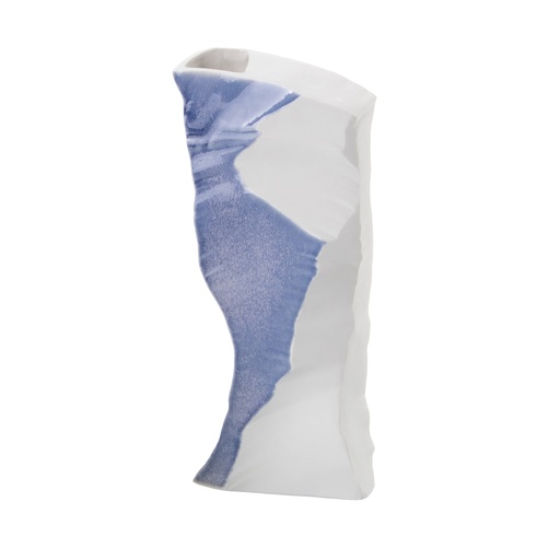 [1070022630] Artika 3, Porcelain Vase, Blue (White/Gold,13x48x10H CM, Porcelain)