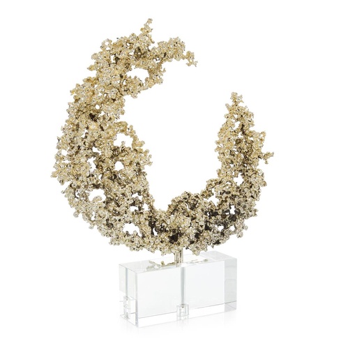 [107004379] Lunar Embrace Sculpture On Crystal
 (Plexi Glass,80X122 H CM, Metallic)