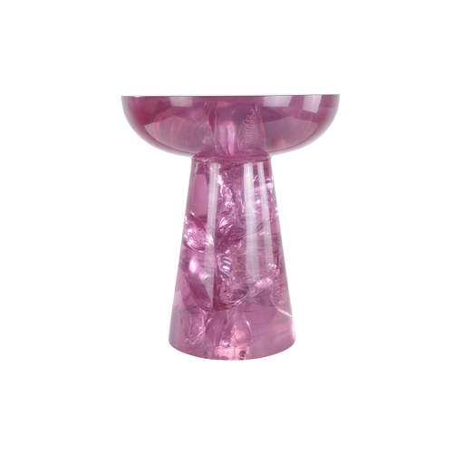 [1016-SIDE-VIOLET] Glacier-Resin Side Table
(Large Side Table) (Cream,55x50 CM, Upholstered)