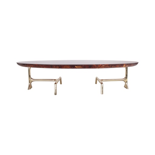 [2004-CR11] Uovo Coffee Table 
(Brass & Ice-Cracked Resin) (Pink,)