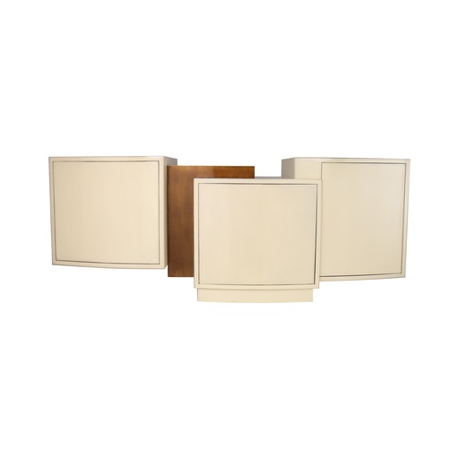 [7009-PNBR] Asymmetrical Credenza
(Natural Parchment & Bronze) (Pink,)
