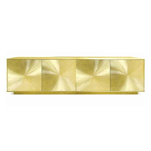 [7012-4DBS] Starburst Credenza 4-Door (White,130x46x90H, Wood/Antique Mirror)