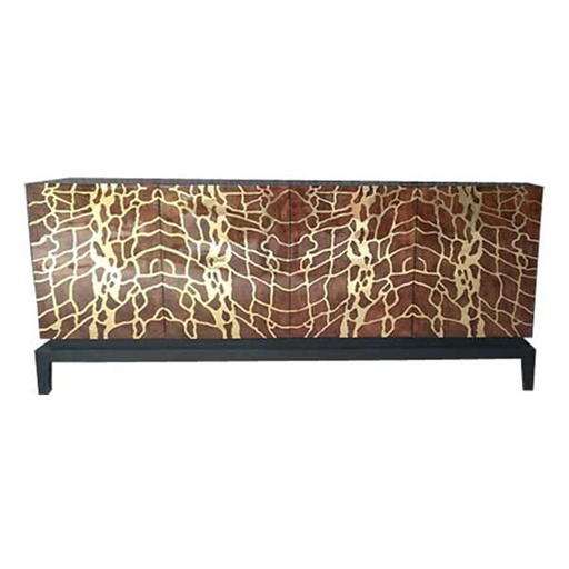 [7016-4DPVBP] Tiberius Credenza (White,130x46x90H, Wood/Antique Mirror)