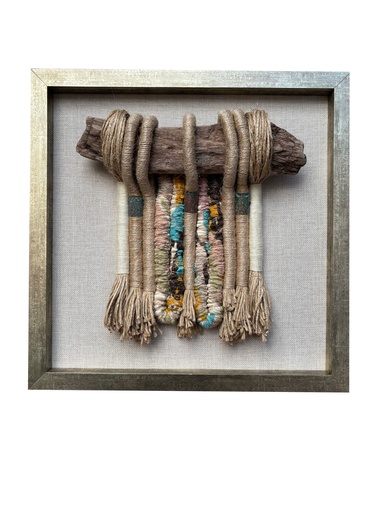 [208002453] Woven Wall Art (Multicolour,45x45x H CM, Fabric Jute And Wool)