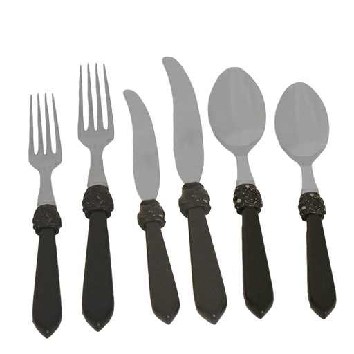 [101003014] S/6 Holly Black Place Setting (Cream,55x50 CM, Upholstered)