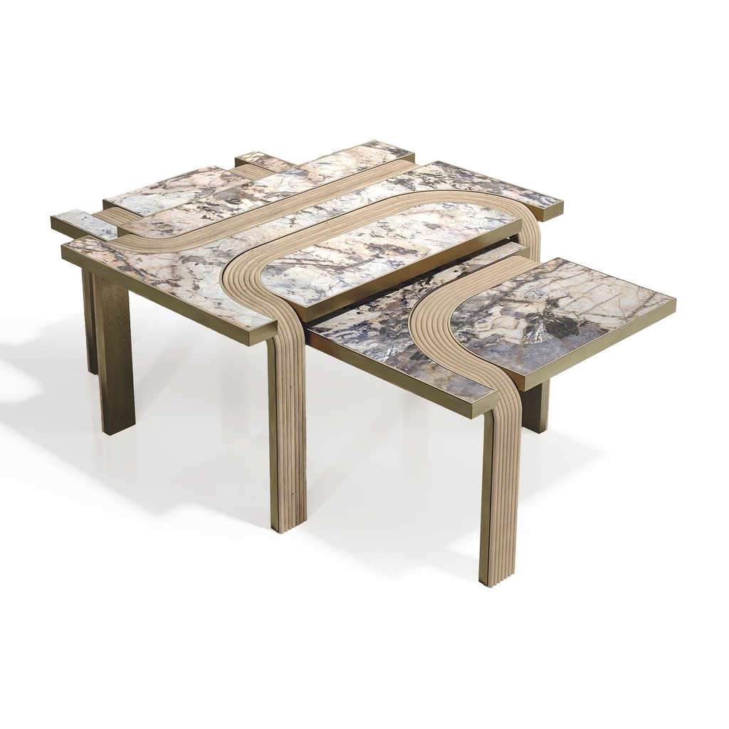 Set of 2 Licol Nesting Coffee Table L&M Patagonia Stone,Natural Rattan