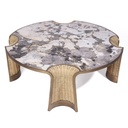 Nymphea Round Coffee Table Patagonia Stone, Rattan Natural