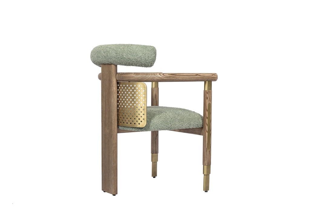 Dining Chair Perforated Metal Back With Electroplating Oak