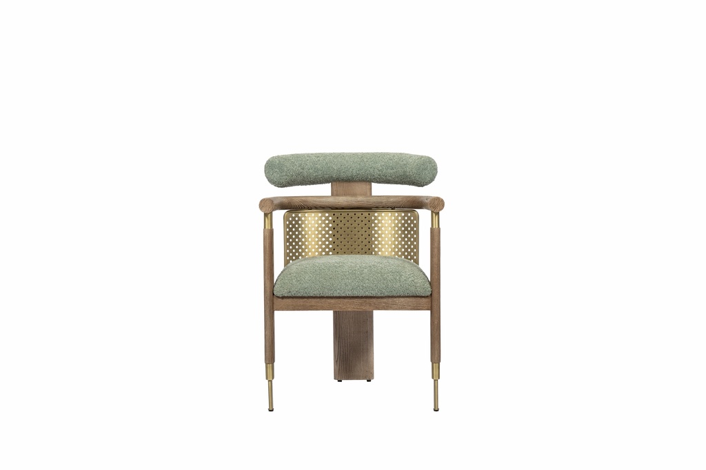 Dining Chair Perforated Metal Back With Electroplating Oak