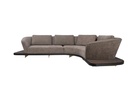 L Curve Sofa With Wooden Oak Base (With Cushion & Throws)
