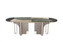 Dining Table With 2 Semi-Precious Stone And Veneer