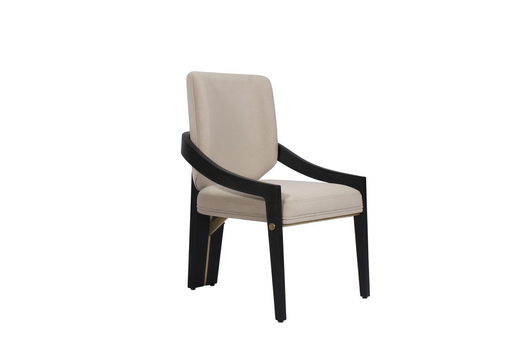 Dining Chair With Oak Finish And Metal Inset