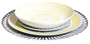 Piatto Fondo Porcellana Grafismi Giallo