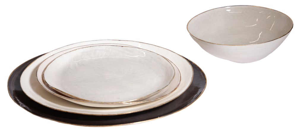Black Liquirice Plate With Gold Rim