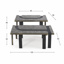 S/2  L&M Smokey Black Quartz, Black Rattan