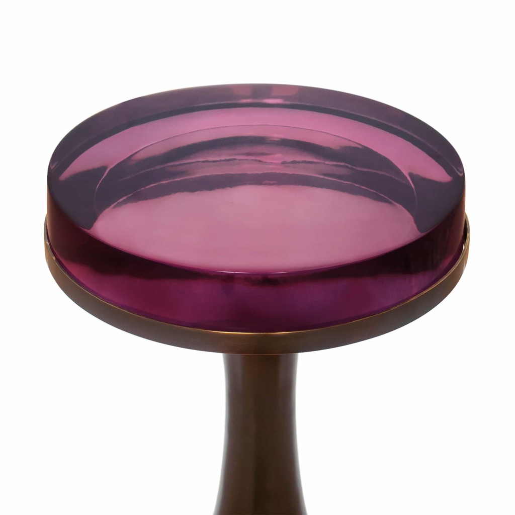 Magnifying Decanter Table (Bronze & Dark Amethyst) | Deco Webiste