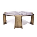 Nymphea Round Coffee Table Patagonia Stone, Rattan Natural
