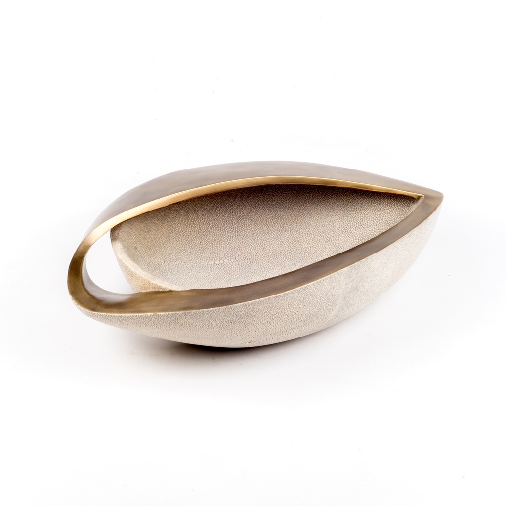 Petal Bowl L Cream Shagreen And Brass