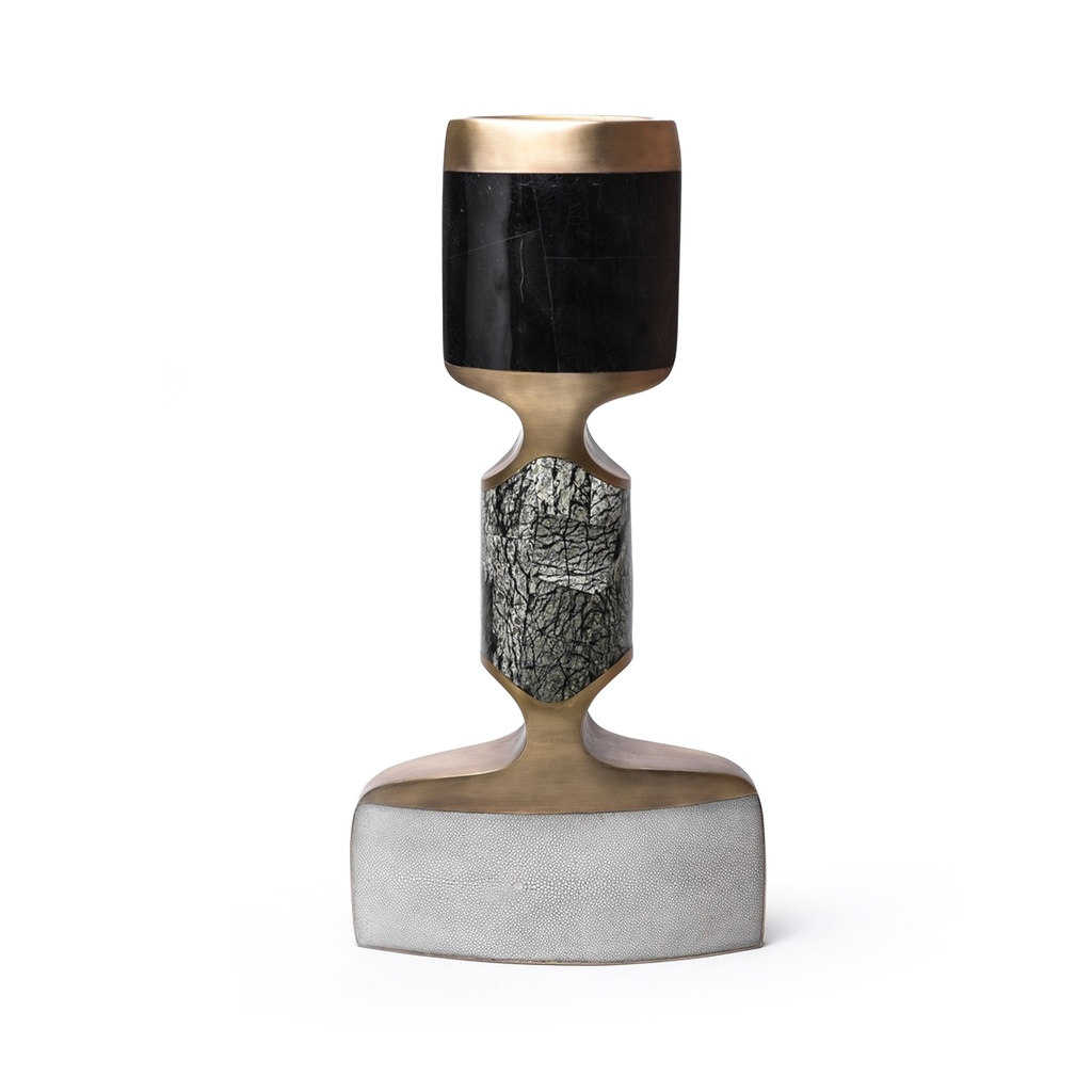 Vase Black Penshell, Baguio Stone, Cream Shagreen