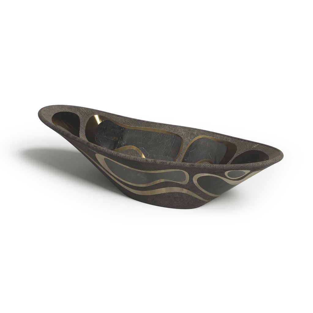 Bowl Blue Penshell And Coal Black Shagreen