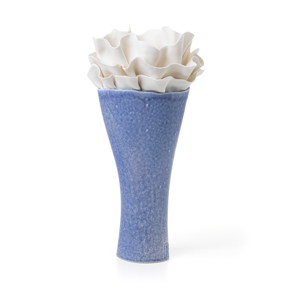 Flora, Anthozoa Porcelain Vase, Blue Texture Base