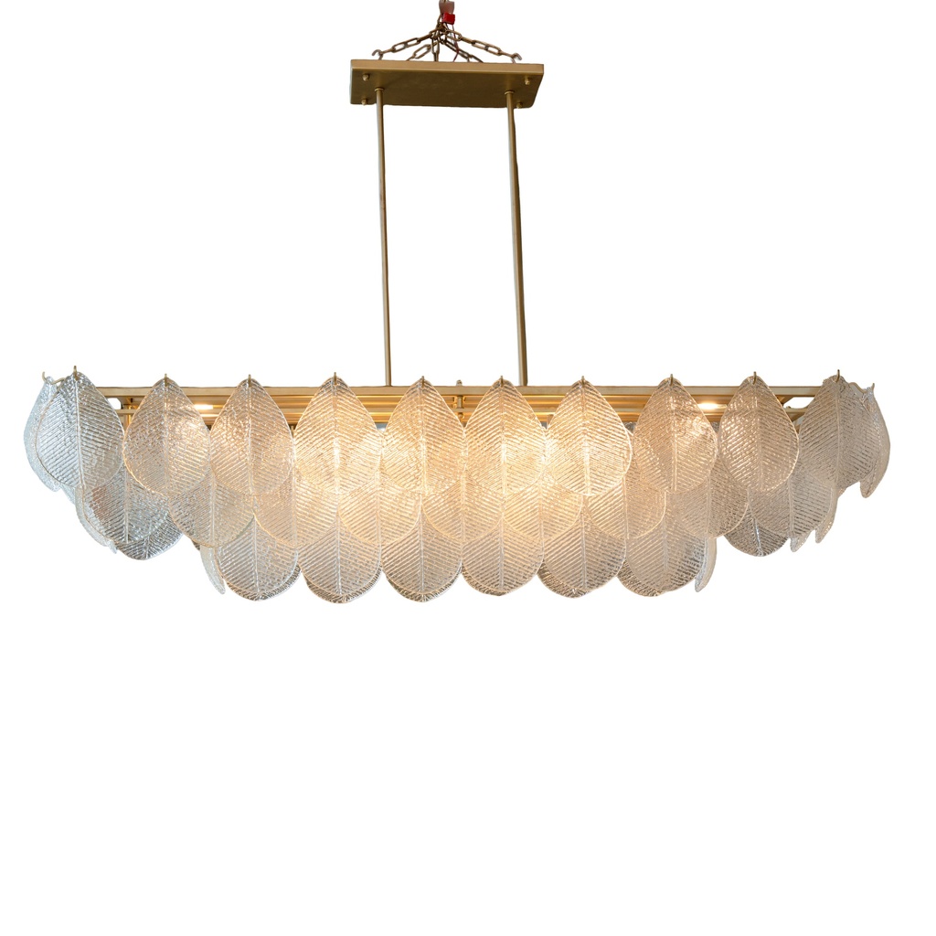 Chandelier: Light Frosted Glass Petals And Cylinder Leaf