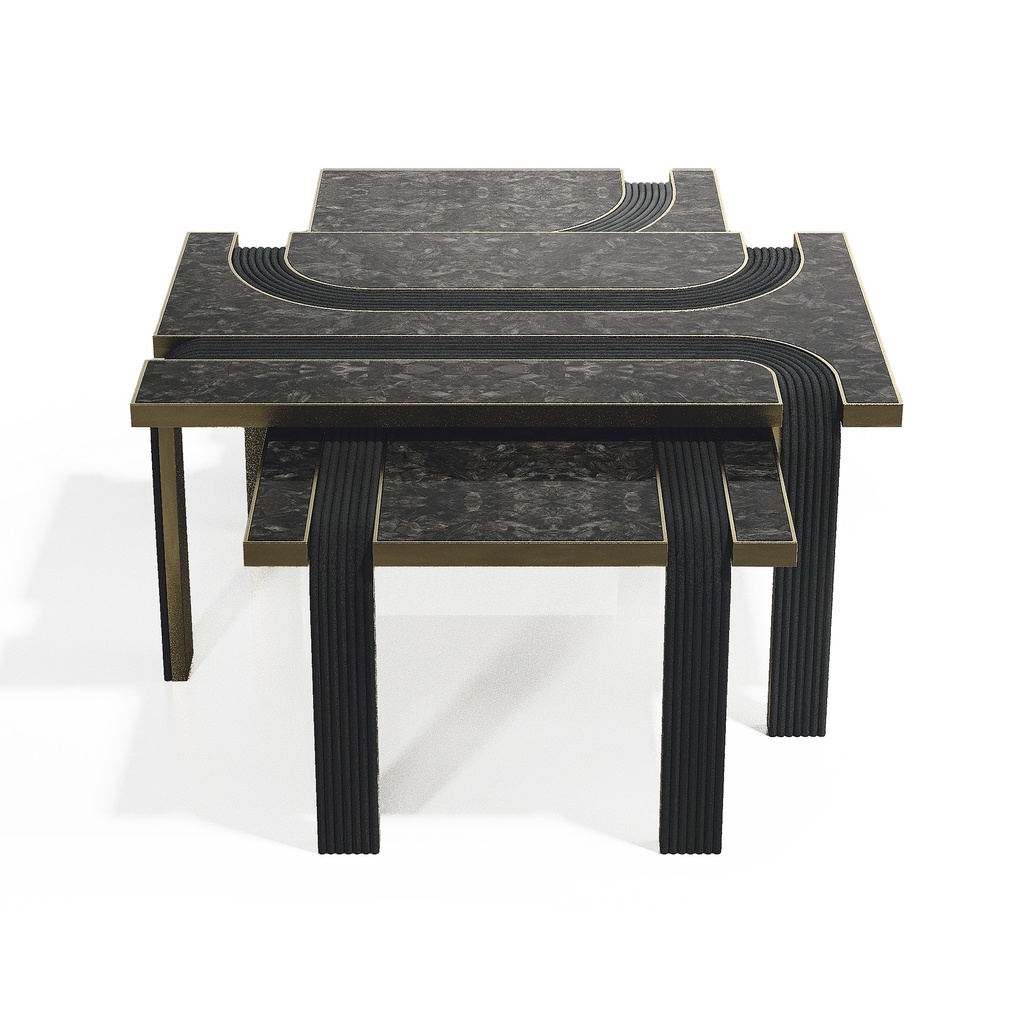 S/2  L&M Smokey Black Quartz, Black Rattan