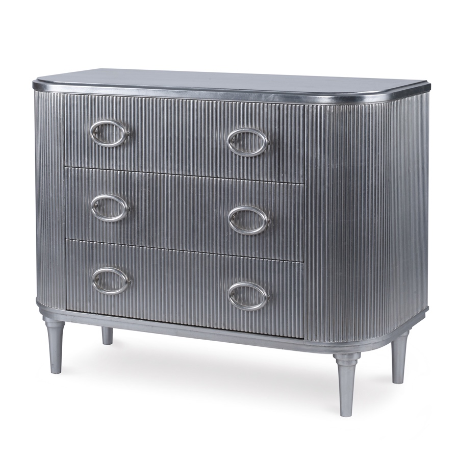 Lavaliere Chest Silver  Mindi wood with antique silver metal leaf