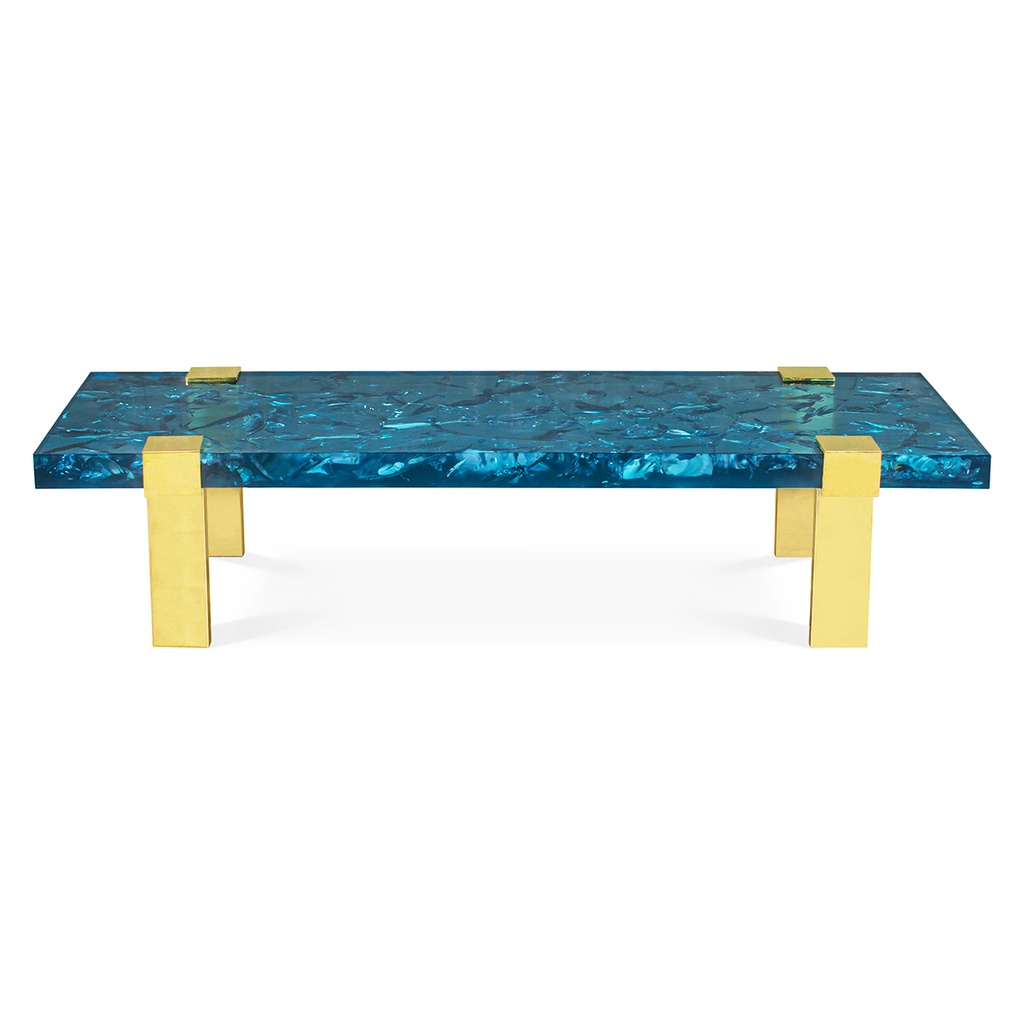 Clasps Coffee Table
(Vibrant Blue Cr11 & Brass)