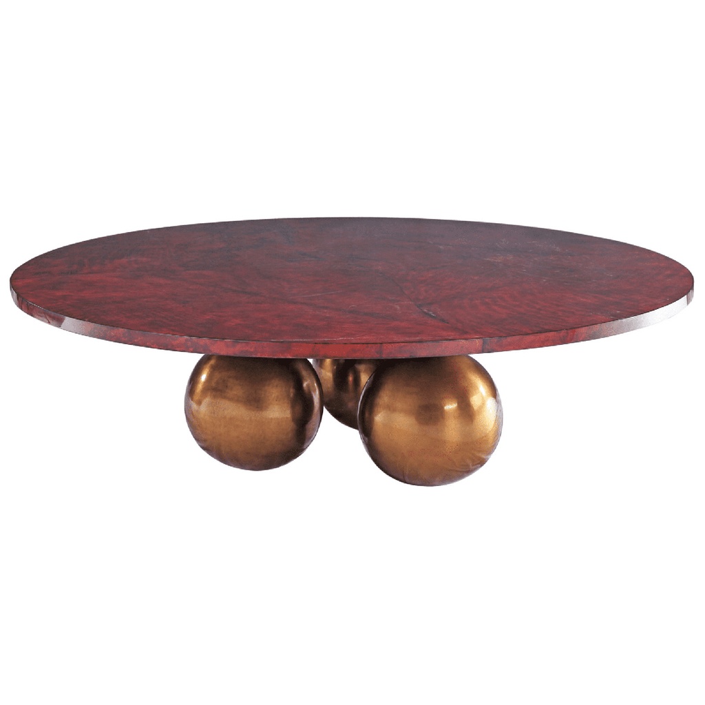 Globular Coffee Table
(Eggplant Parchment, Polished Brass)