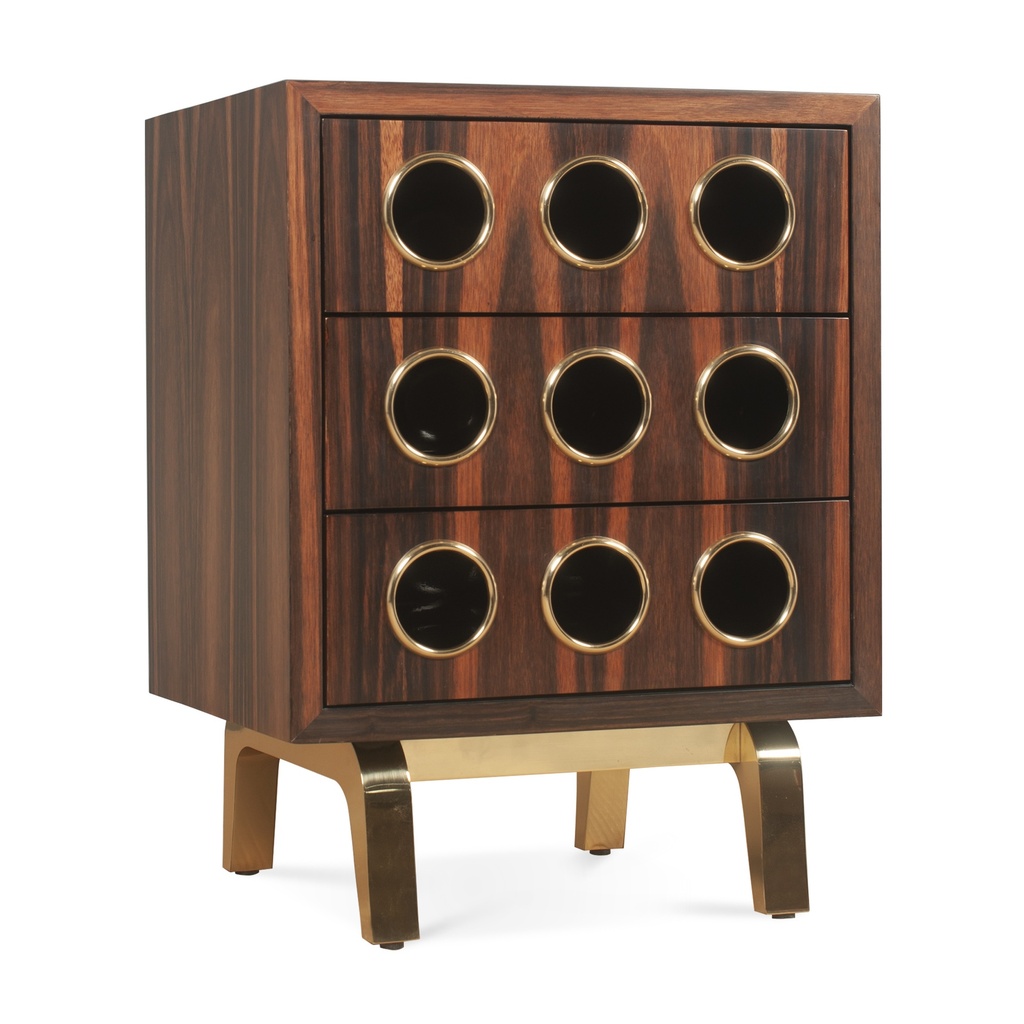 Marseilles Ebony 3-Drawer Bedside Table