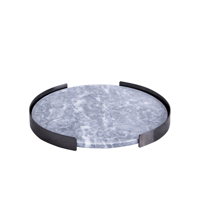 Grey Marbel Tray Natural Stone+Metal