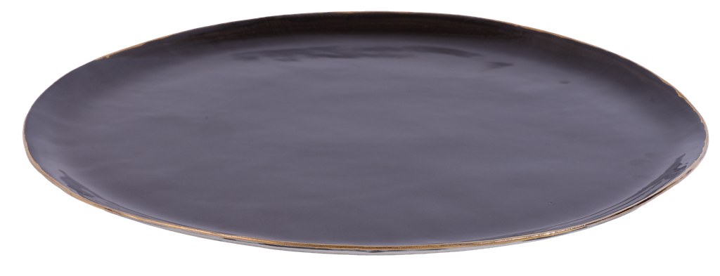 Black Liquirice Plate With Gold Rim