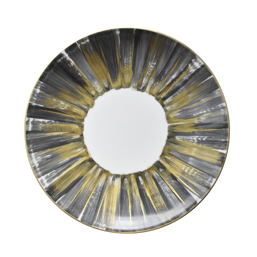 Dessert Plate  Dpj Panache Blk Ylw