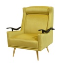 Iconic Armchair In Yellow Velvet Fabric