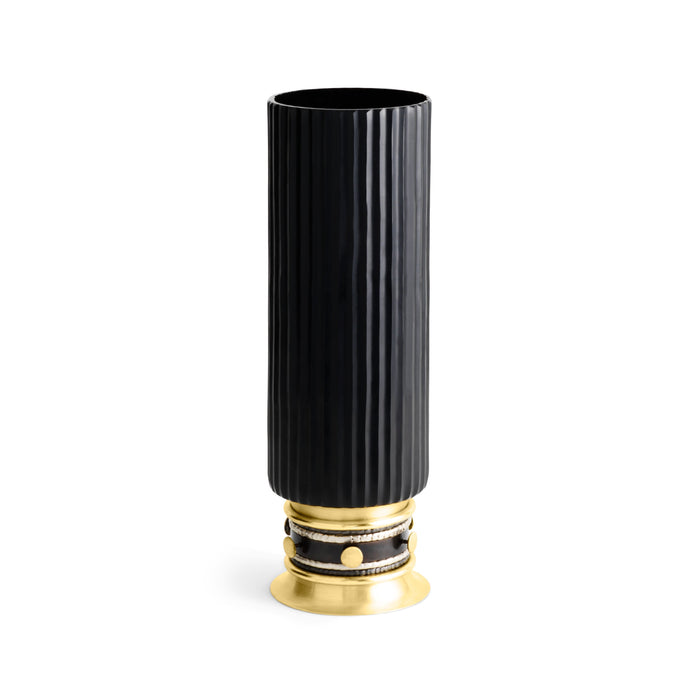 Naga Glass Vase Obsidian Glass Goldtone