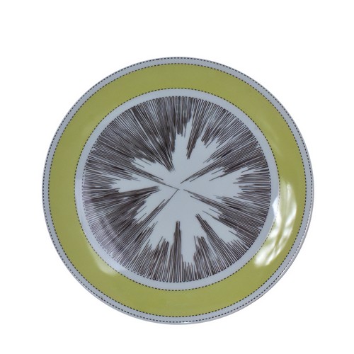 Piatto Piano Porcellana Futurismo Giallo