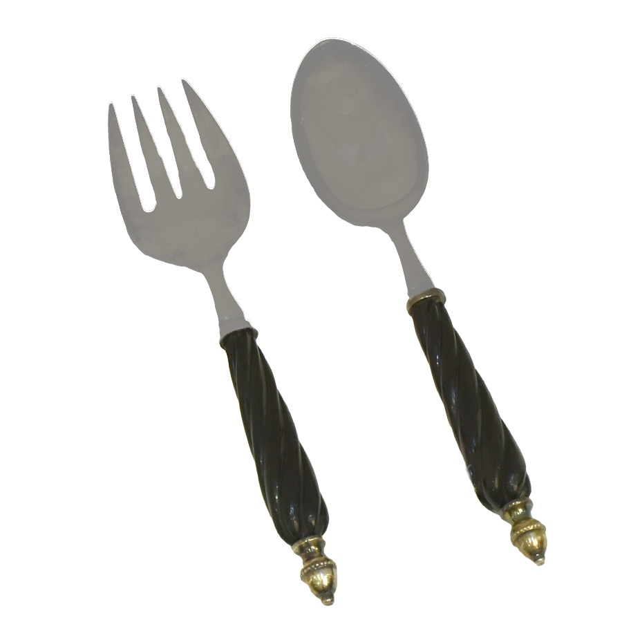 S/2 Bone Serving Pieces Piece Black