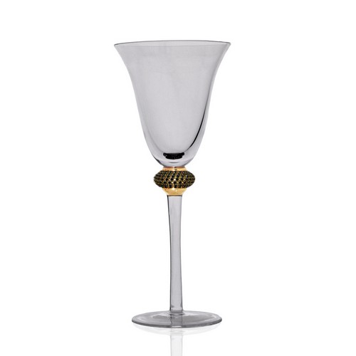 Wine Goblet With Austrian Cut Crystal Accents Blk