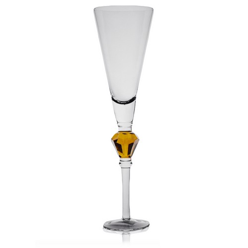 [101002112]  Facet Amber Yellow Flute (Gold,9x21H CM, Glass)